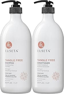 Luseta Tangle Free Routine Shampoo & Conditioner Set for Women and Men Sulfate Free Shampoo and Conditioner for Detangling with Keratin and Argan Oil, Color Safe for Curly and Wavy Hair 2 x 33.8oz