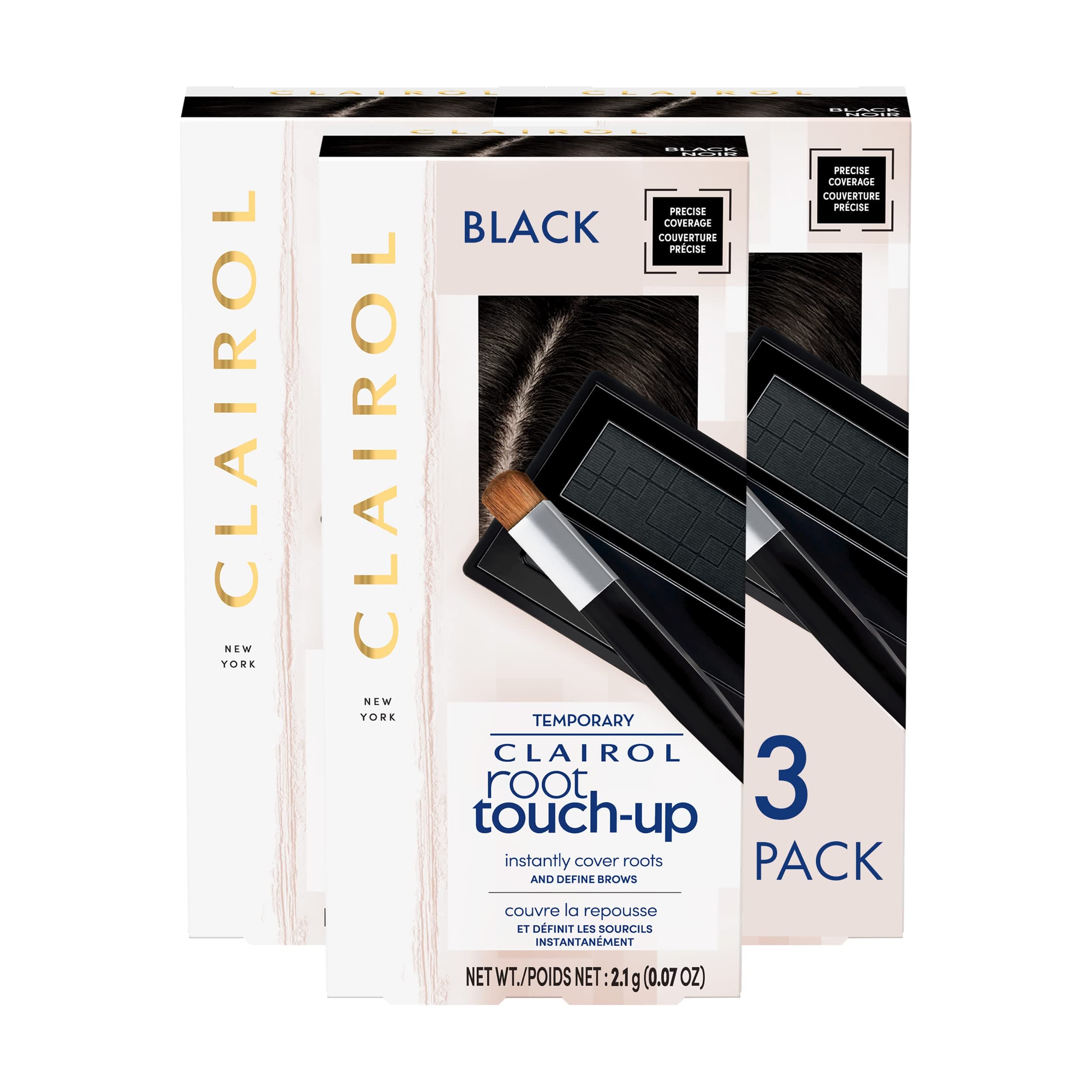 Clairol Root Touch-Up Temporary Concealing Powder, Black, Pack of 3