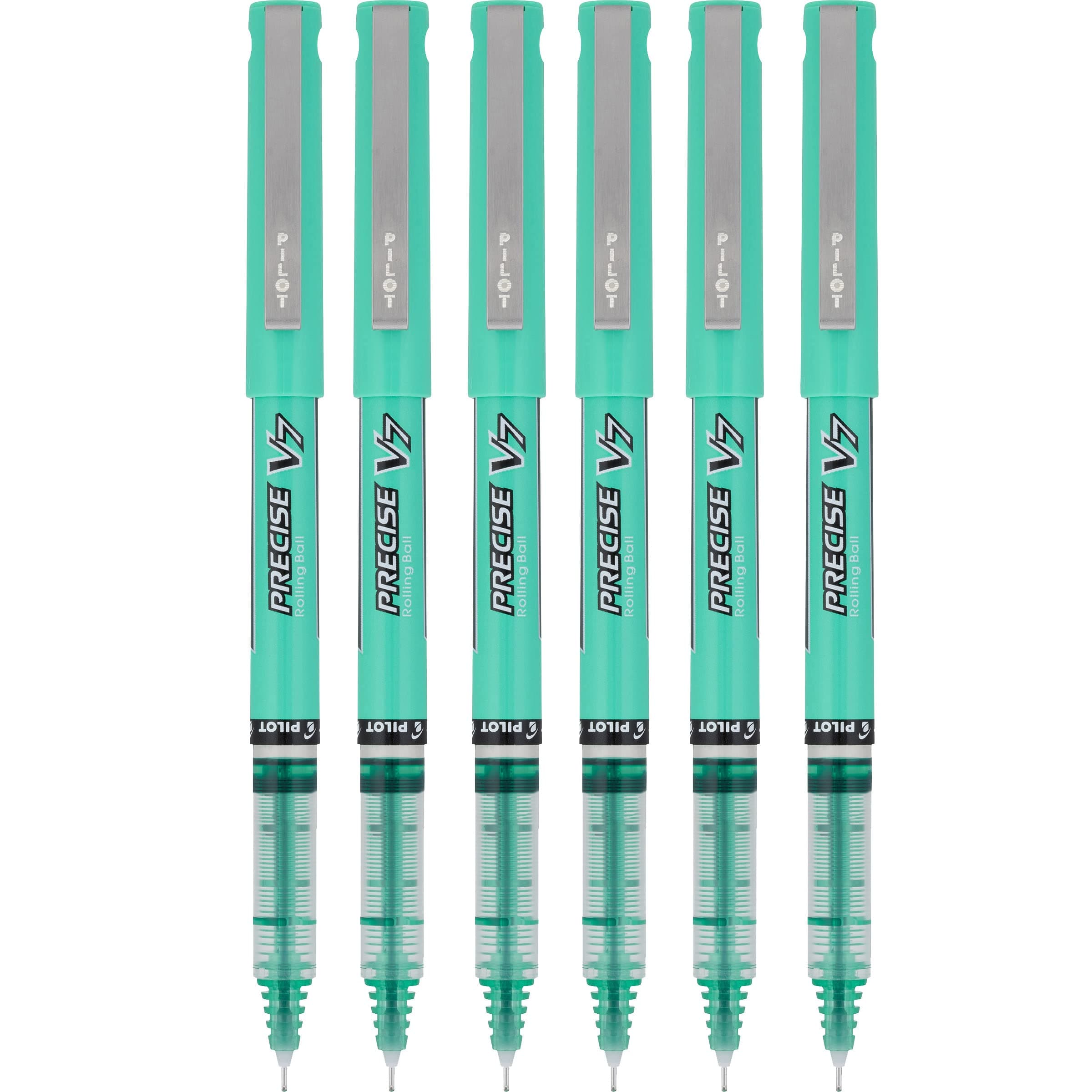 PILOT Precise V7 Rolling Ball Stick Pen with Liquid Ink, 0.7mm Fine Point, Harmony Color Collection, 6 Pack (Emerald Green)