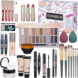 Makeup Kit Makeup Kits for Women Full Kit Makeup Sets for Teenagers Eyeshadow Lip Gloss Foundation Cosmetic Brushes Cosmetic Bag Makeup Gift Set for Women Teen Girls (20Middle)