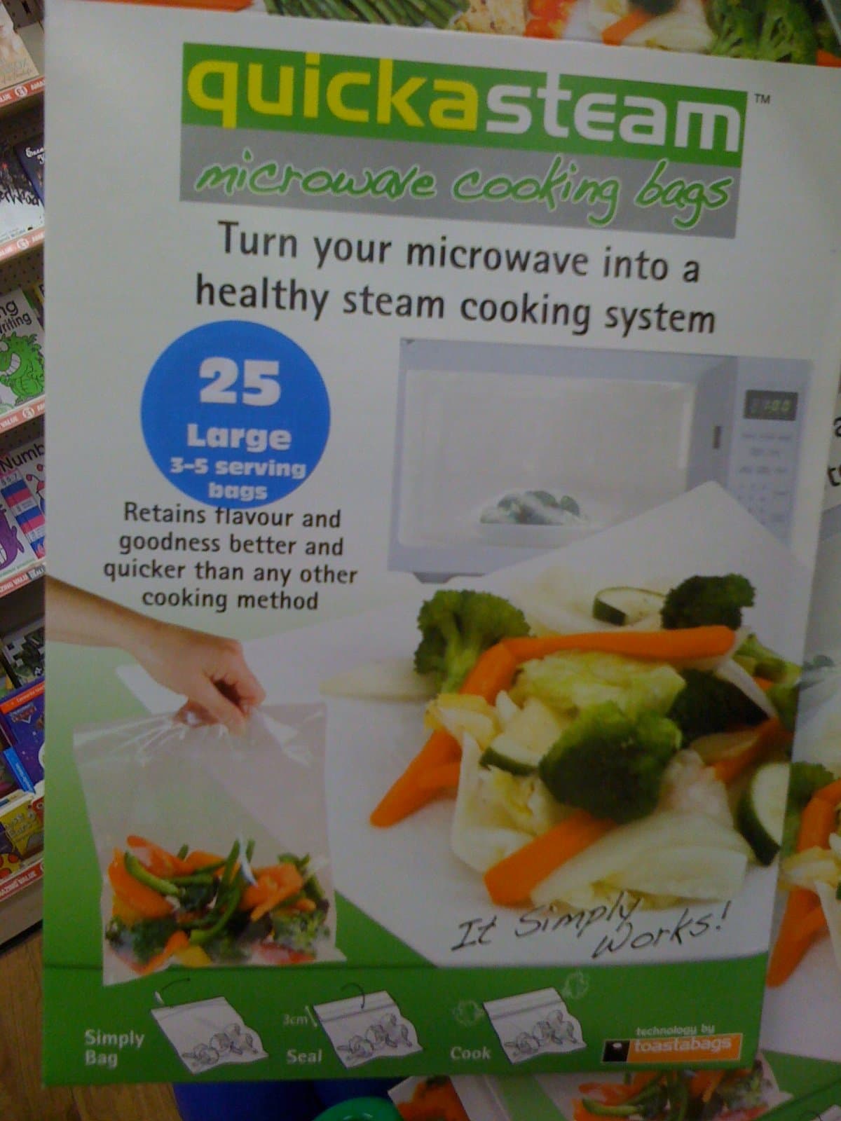 quickasteam microwave cooking bags large size 25 pack