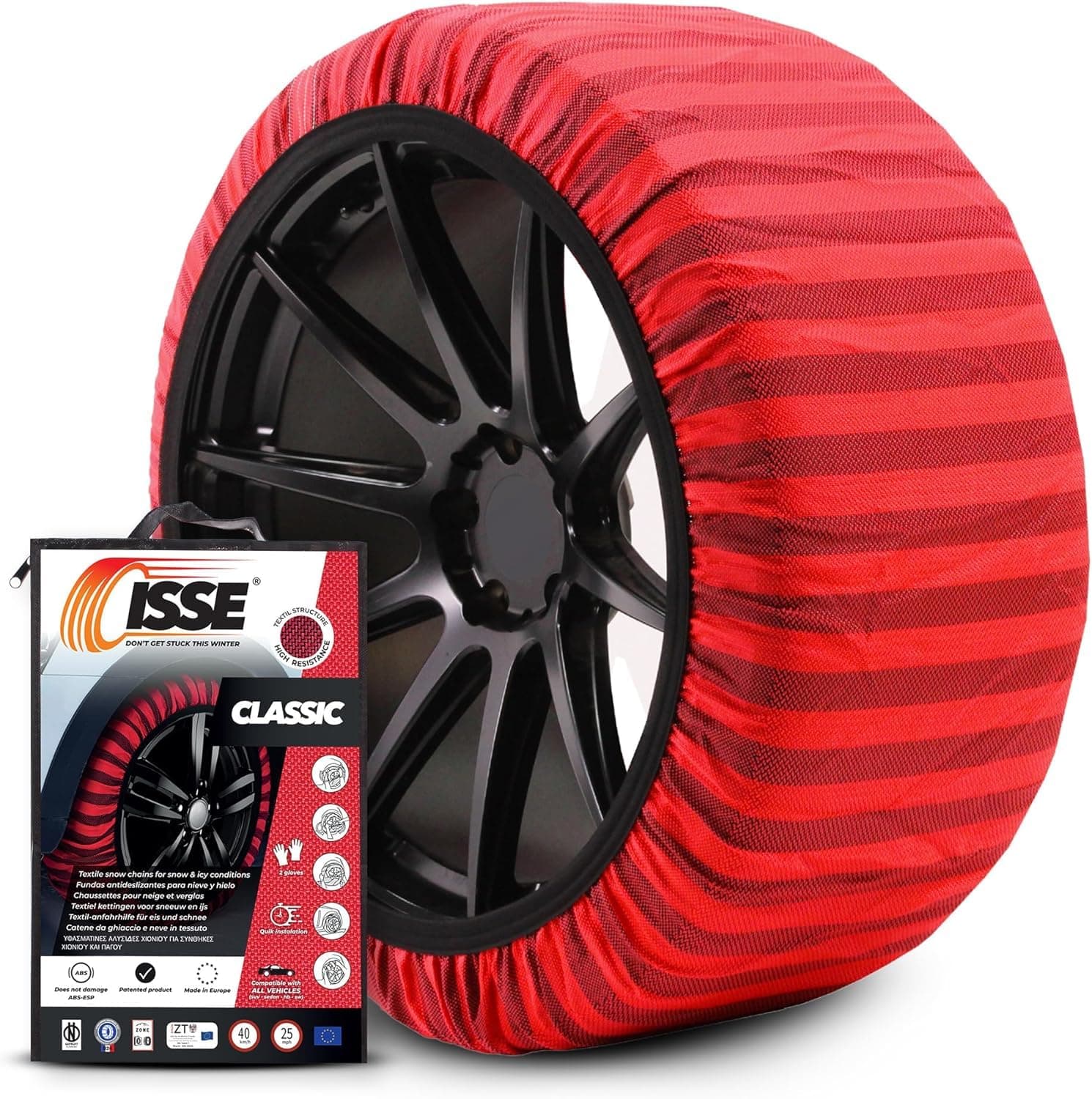 ISSE Set of 2 Classic Textile Snow Chains for Car Size 70