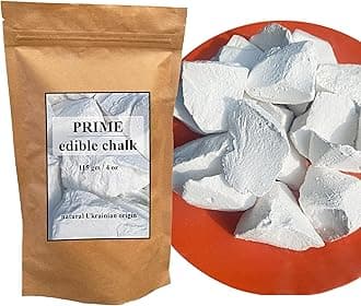 Prime Edible Chalk – Natural Crunchy White Chalk Chunks for Eating, Pica Cravings & ASMR – Pure Ukrainian – Eco Kraft Packaging – 4oz (115g)