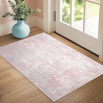 RELEANY Washable Area Rugs 2'x3' Non-Slip Modern Abstract Soft for Living Room Entryway Bedroom Nursery, Print Pattern, Grey Pink