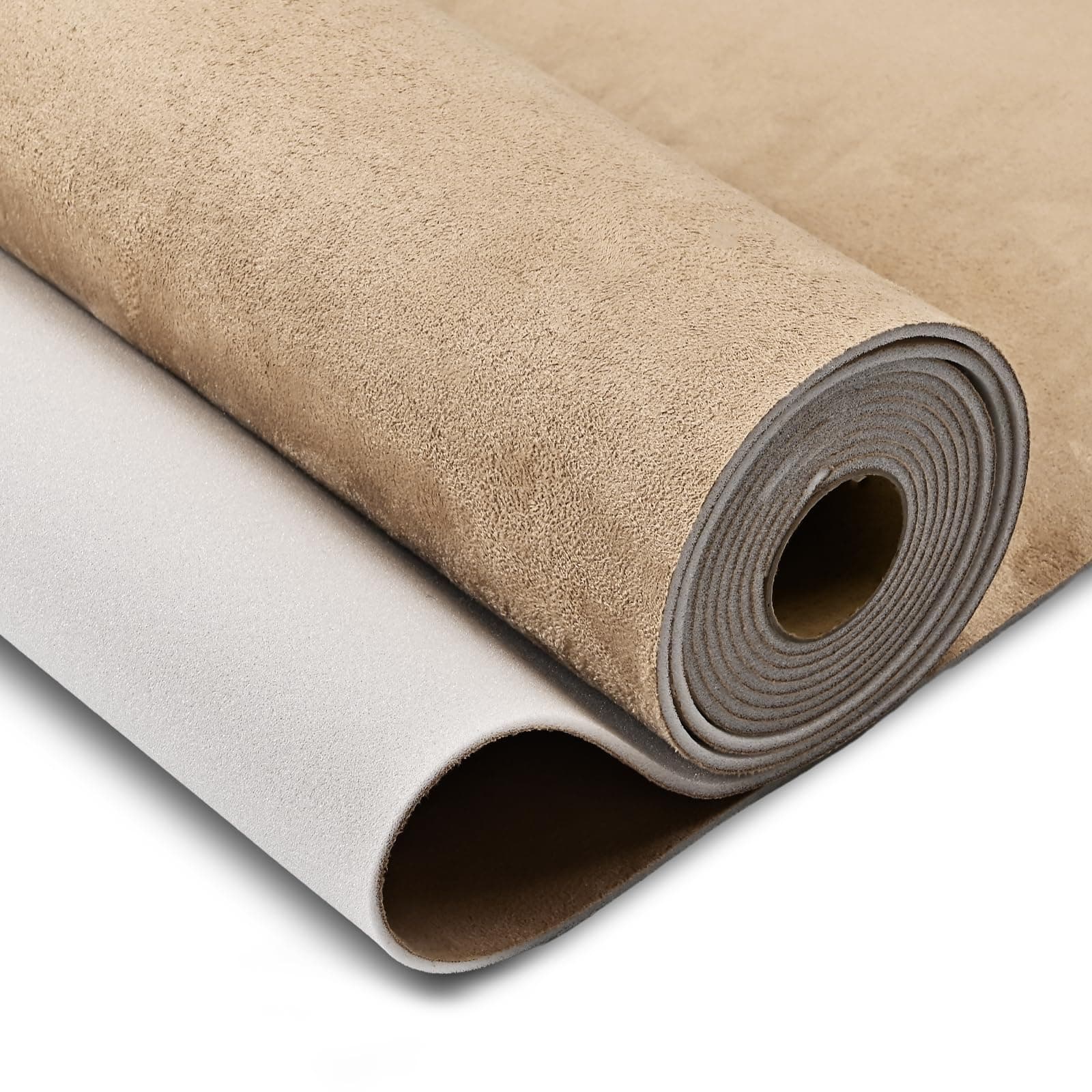 Suede Auto Headliner Fabric 36" L × 60" W with Foam Backing - Beige Interior Replacement Material for Car/Truck/SUV/RV Roof, Tube Packaging - Home Repair/DIY Headliner Material
