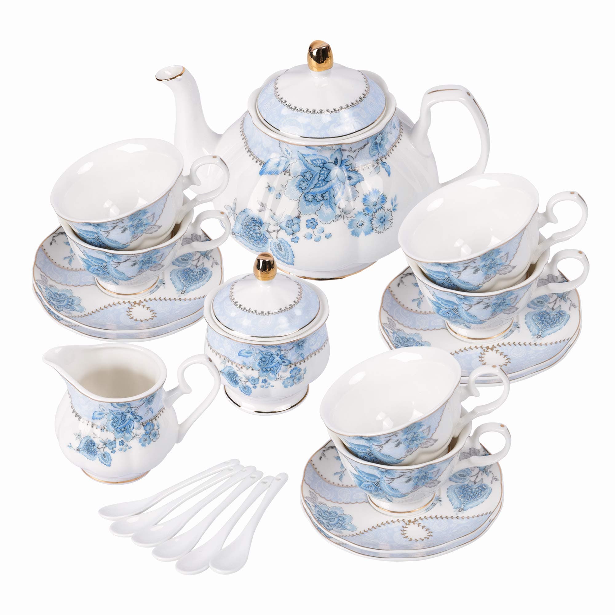 Blue Floral Tea Set