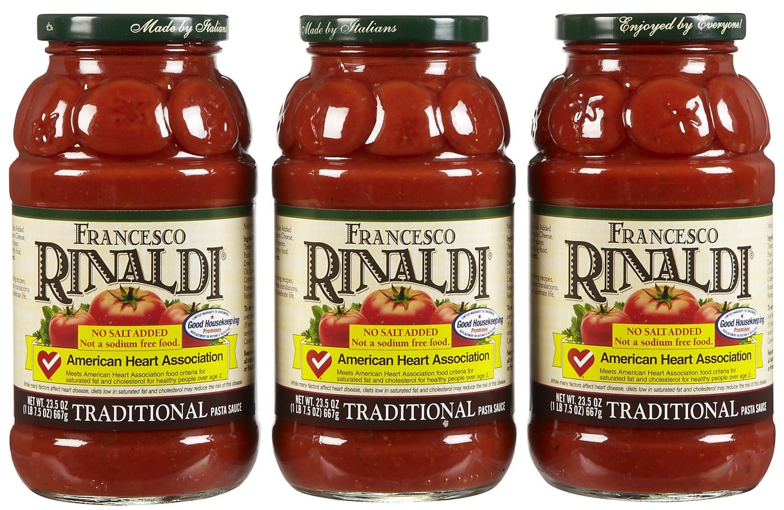 Francesco Rinaldi Traditional Pasta Sauce, No Salt Added,1.46 Pound (Pack of 3)