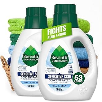 Seventh Generation Concentrated Laundry Detergent Liquid Free & Clear Fragrance Free 40 Fl Oz (Pack of 2)