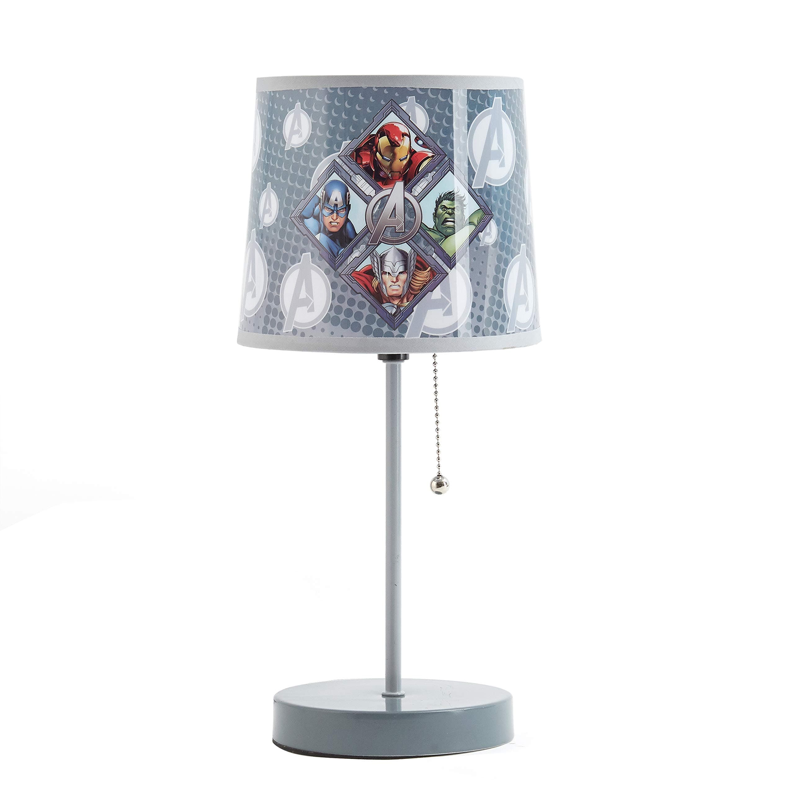 IDEA NUOVA Marvel Avengers Stick Table Kids Lamp With Pull Chain, Themed Printed Decorative Shade