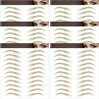 Aresvns Blonde Eyebrows Tattoo Sticker 66 Pairs, 4D Lifelike Imitation Blonde Tattoo Eyebrows for Women, Waterproof and Long-Lasting 3-4 days