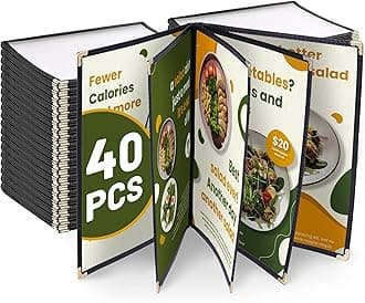 WeChef 40 Pack Restaurant Menu Covers 8.5 x 14inch Book Style 5 Pages 10 Views