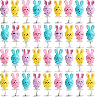 THE TWIDDLERS 36 Bunny Spring Jump Up Pop Up Toys for Kids, 6cm - Bunny Rabbit Birthday Easter Party Favours, Multipack Goody Bag Fillers and Jumping Toy Gift Set, Classroom Prizes