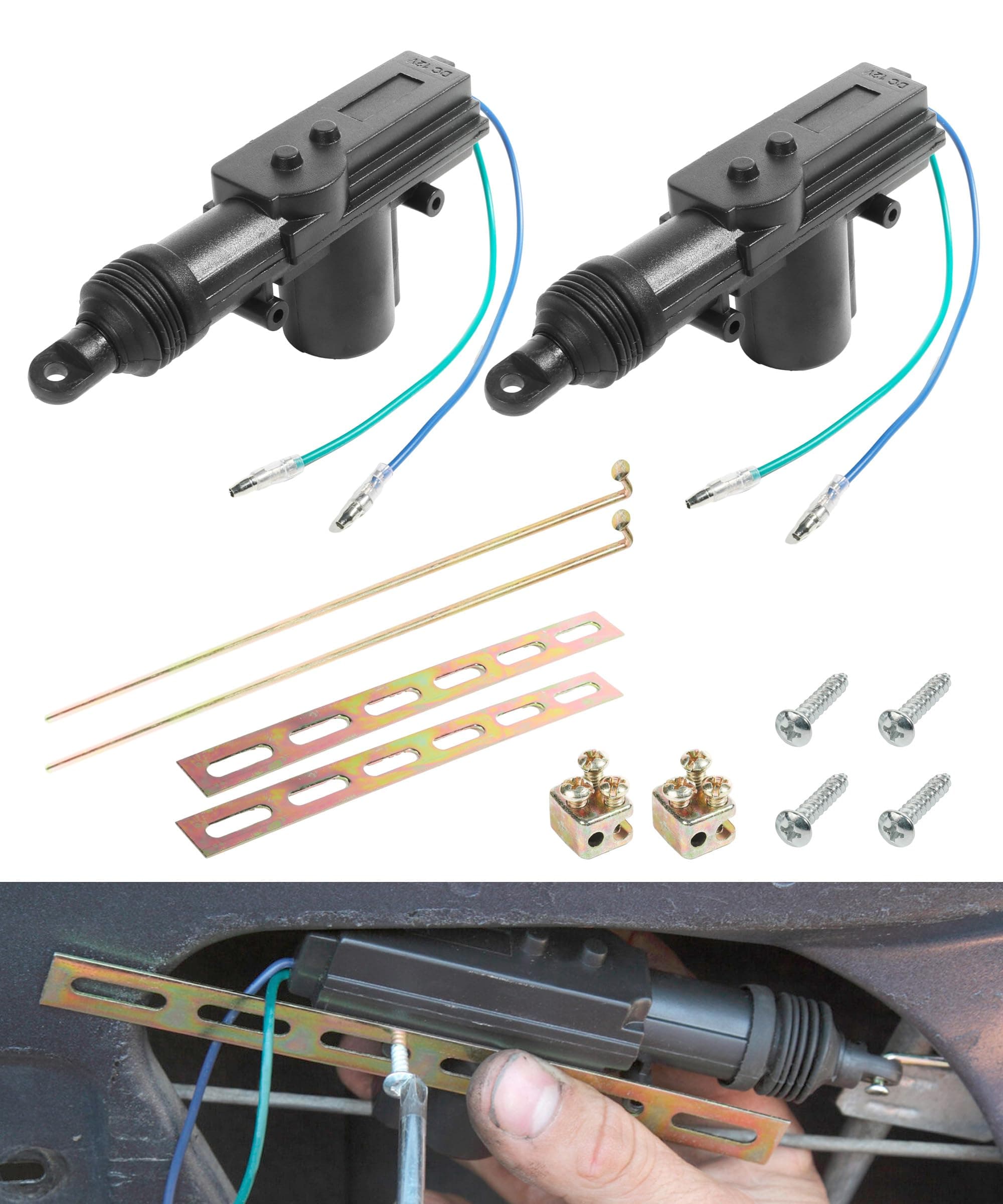 2 Pack Power Door Lock Kit,Car Accessories Universal Car Heavy Duty High Power Door Lock Actuator,Automotive Replacement 2 Wire 12V Locking System,Adds Power Door Locks to Most Vehicles