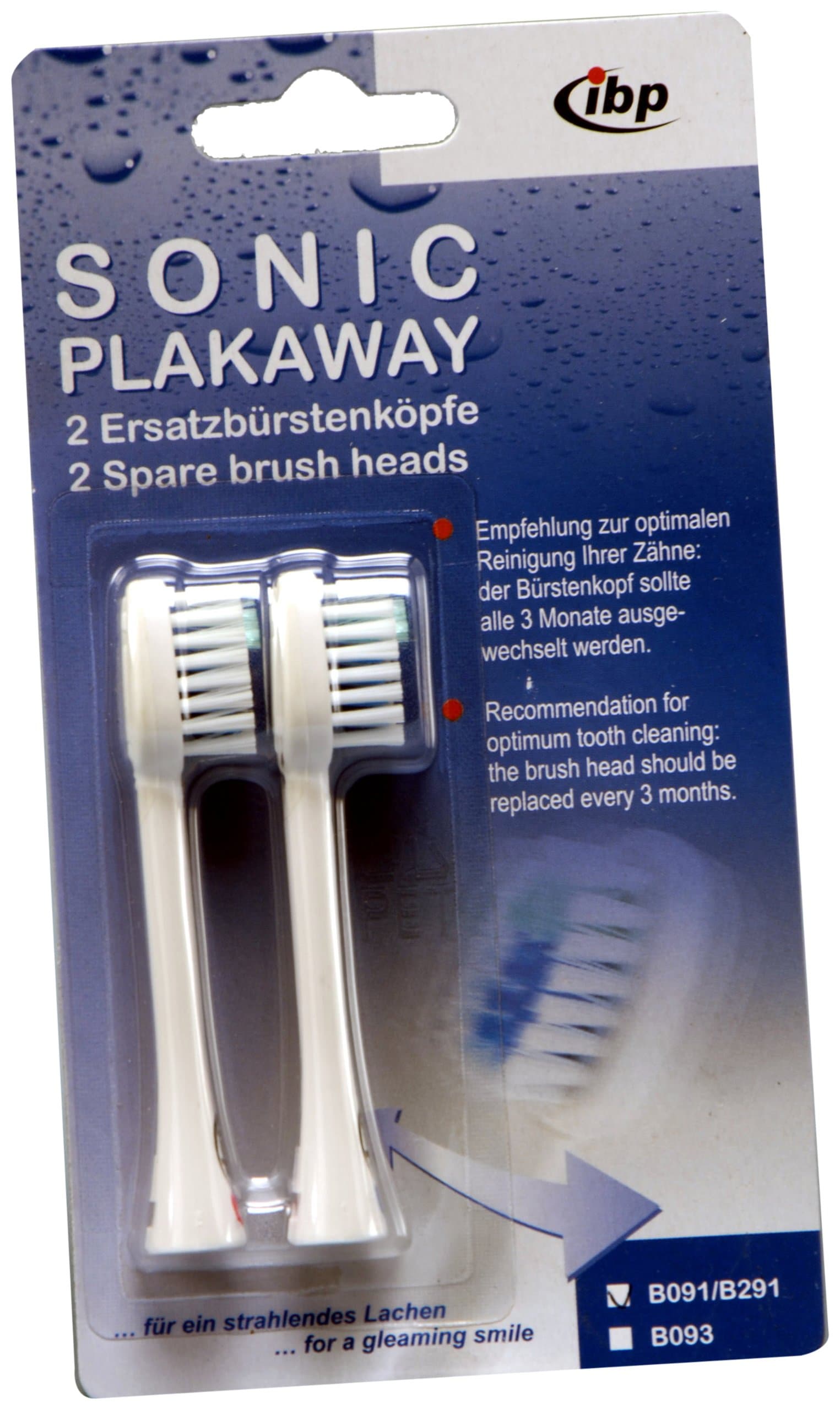 IBP B-091 Sonic Toothbrush Replacement Heads (Twin Pack)