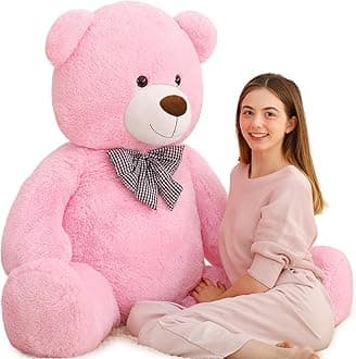 MorisMos Giant Huge Cuddly Stuffed Animals Plush Teddy Bear Toy Doll for Girlfriend Christmas Pink 1.4M