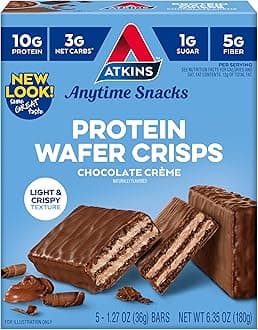 Chocolate Crème Protein Wafer Crisps, Protein Dessert, 4g Net Carb, 1g Sugar, High in Fiber, Keto Friendly, 5 Count