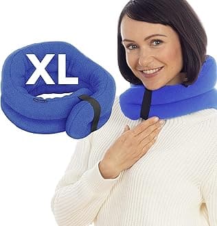 SunnyBayXL Microwave Heating Pad, Microwavable Heated Neck and Shoulder Wrap, Hands-Free Weighted Moist Hot or Cool Pack, Soft Fleece Cover and Flaxseed Filling, 30 Inch Extra-Long Length, SkyBlue