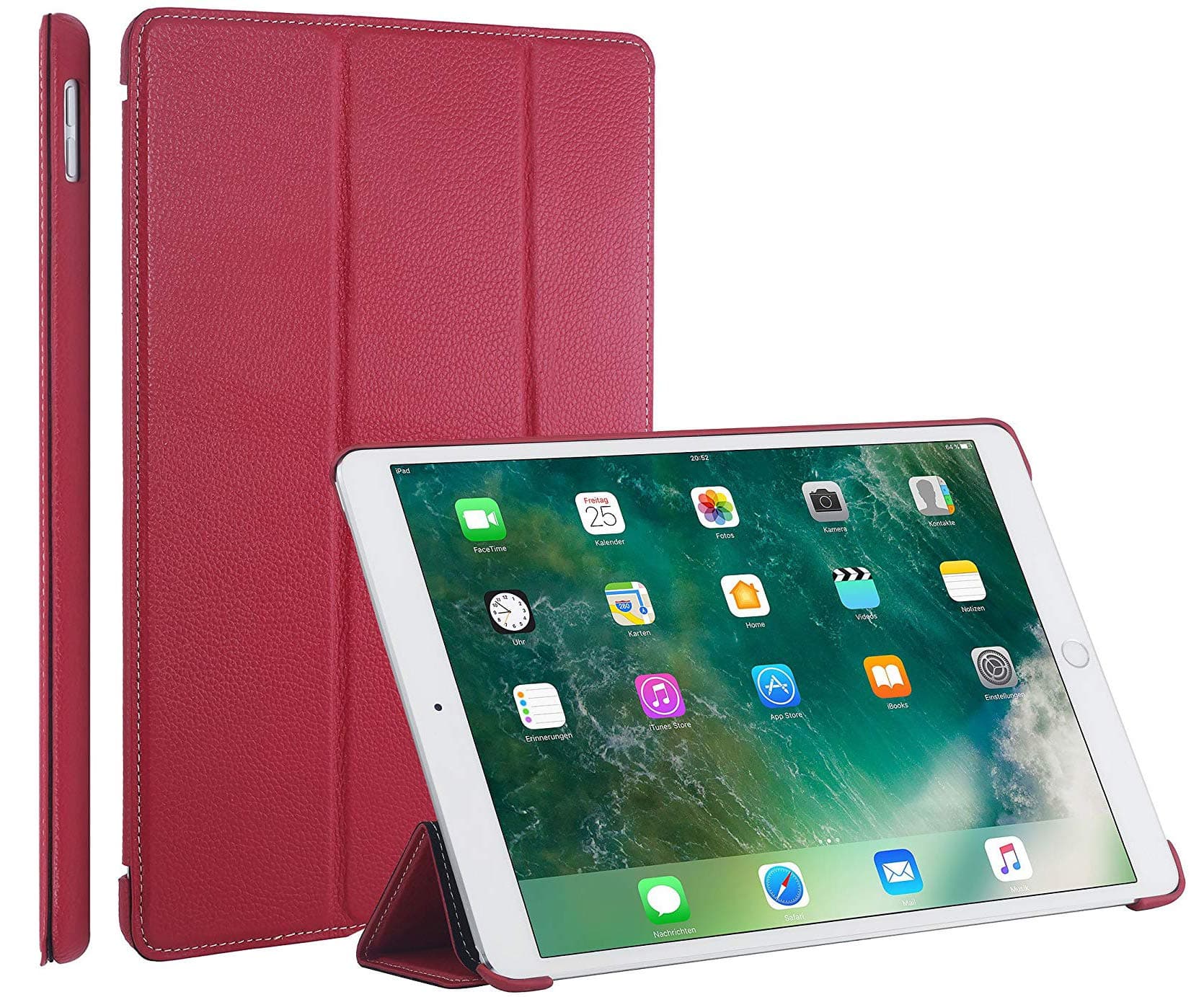 StilGut iPad 10.5 Case, Leather Flip Cover with Stand Function and Auto Sleep Wake Feature for Apple iPad Pro 10.5 Inch, Red