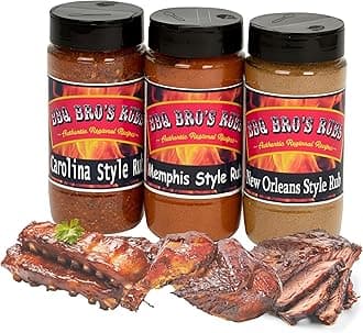BBQ BROS RUBS (Southern Style) - Barbecue Seasonings - BBQ Spices - Dry Rub- Handcrafted BBQ Rubs for Grilling, Cooking & Smoking - Use as a Meat Rub, Dry Marinade, Rib Rub & Meat Seasoning - Great on; Steak, Burgers, Meat , Chicken, Pork, Beef, Brisket & Seafood - Memphis Style - Carolina Style -New Orleans Style