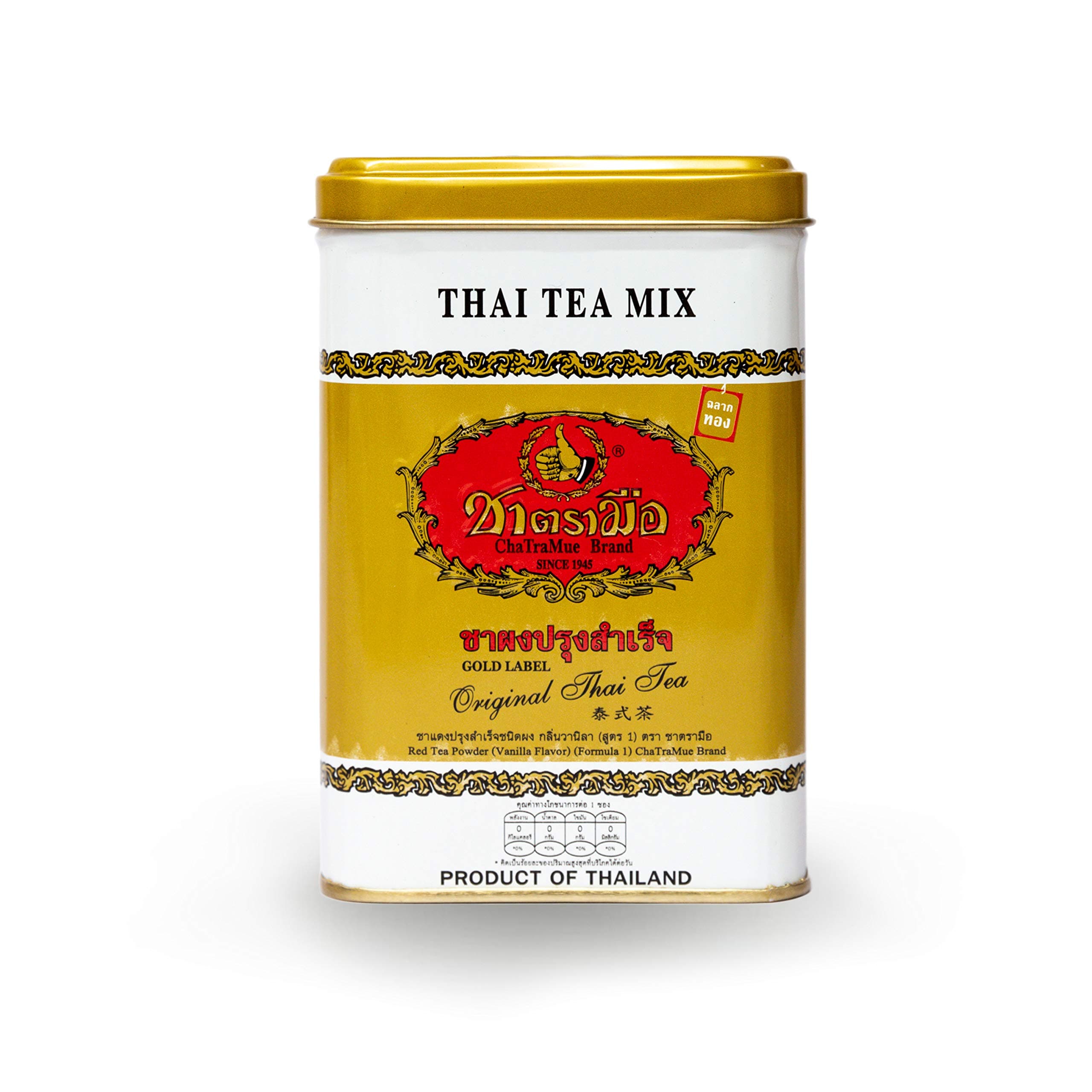 Number One Original ChaTraMue Thai Tea Mix for Boba, Hot, and Iced Tea (Gold Label 50 Tea Bags)