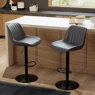 Youhauchair Bar Stools Set of 2, Height Adjustable Bar Stool with Backrest, PU Leather Bar Chairs Bar Stool, Modern Bar Chair Kitchen Stool, Dark Grey