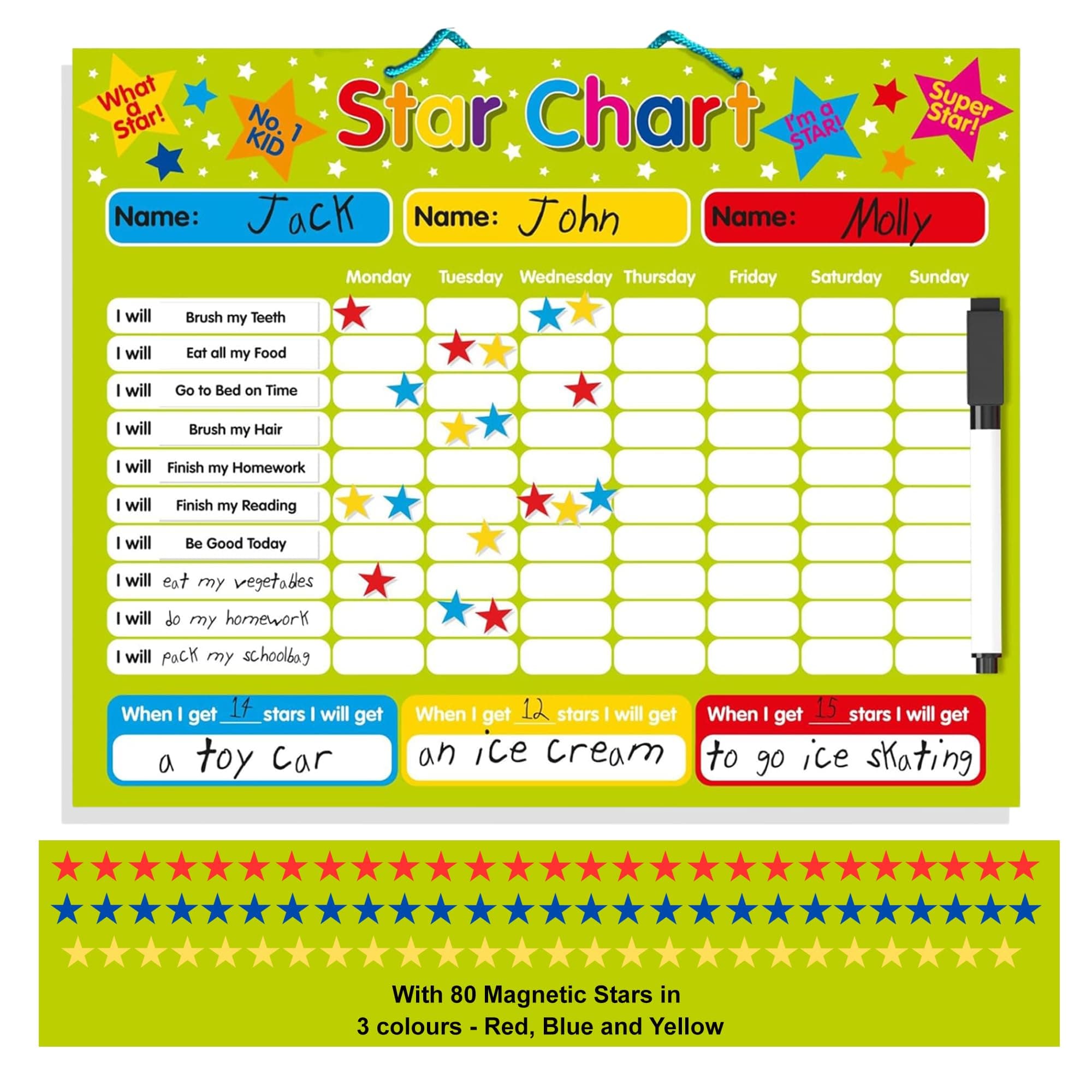 Multi-Purpose Magnetic Reward Star Chart - Durable 40x30cm Board for Behaviour & Task Tracking