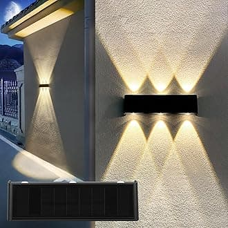 Solar Sconce Lights Outdoor Up and Down Waterproof Aluminum Solar Wall Lights Dusk to Dawn 3000K Warm White for House, Outside, Sign, Yard, Porch