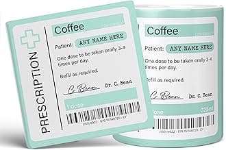 Mug Monster - Prescription for Coffee Mug, Personalised Leaving Gift for Colleague - Ceramic Coffee Mug/Cup, Gift for Men or Women, Extra Large and Giant Mug Available, 20oz White Mug & Coaster