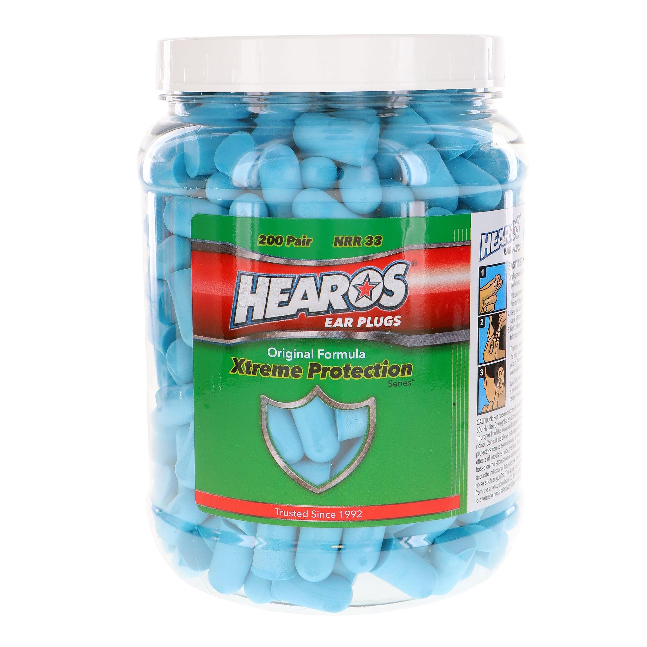 Xtreme Protection Foam Ear Plugs, 33dB NRR 33, 200 Pairs (Blue)