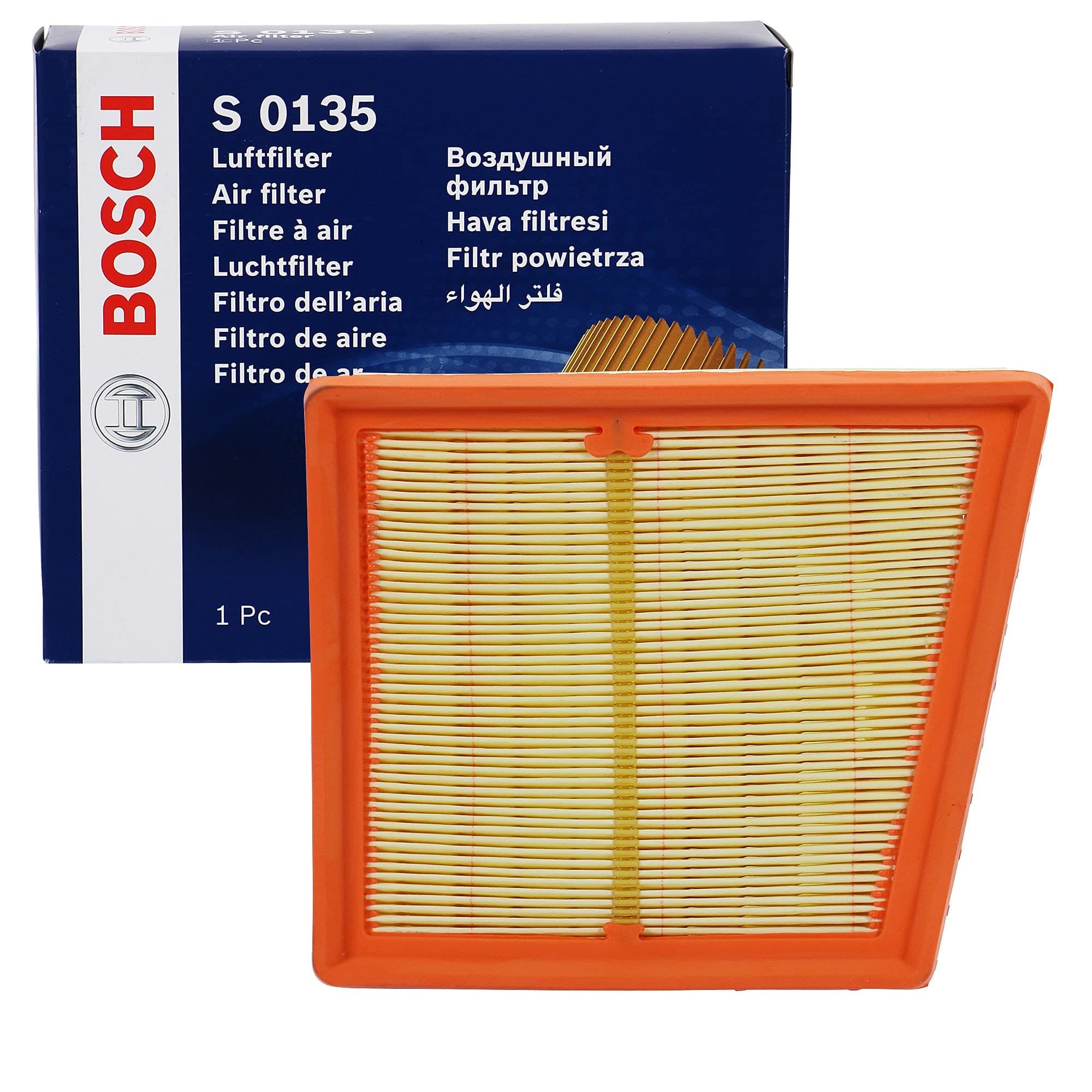 Bosch S0135 Car Air Filter - Separates Particles from the Air Intake - Moisture-resistant plus High Tensile Strength