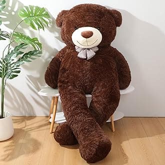 Jerify 78.8" Tall (6.56 Feet) Giant Plush Bear Light Soft Stuffed Bear with Ribbon Bow Cuddly Animal for Valentine Adults Birthday Mother's Day Christmas Holiday Party Favor(Dark Black Brown)