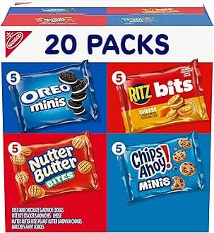 Nabisco Classic Mix Variety Pack, OREO Mini, CHIPS AHOY! Mini, Nutter Butter Bites, RITZ Bits Cheese, 20 Snack Packs