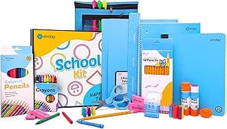 Enday Back to School Supplies for Kids, Blue School Supply Box Grades K-5, Premium Quality Kids School Supplies Kit, Kindergarten School Supplies for Girls and Boys, 78 Piece Set
