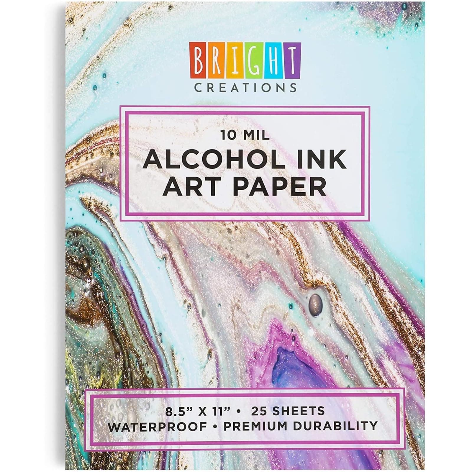 Bright Creations Alcohol Ink Paper Pad - 8.5 x 11 in, 25 Sheets - Synthetic Paper for Alcohol Ink Art & Painting Supplies