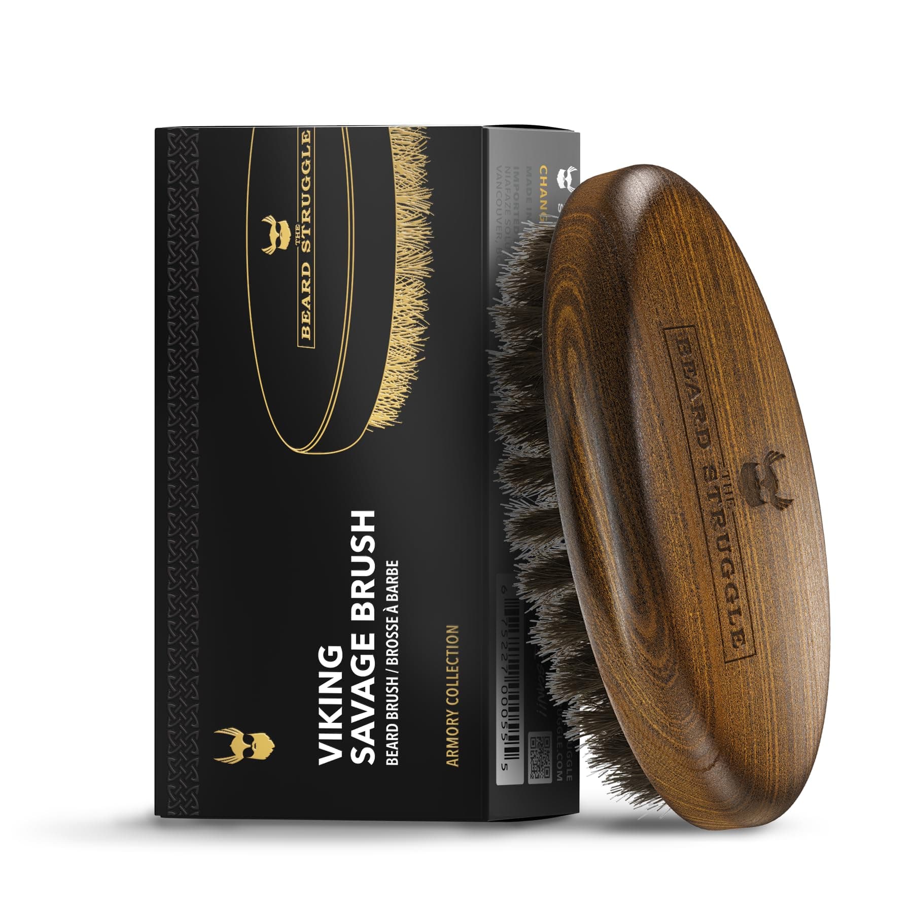 Beard Struggle Men's Beard Brush - Durable Nylon Bristles with Polished Beechwood Handle for Viking Savage Hair & Grooming - Perfect Travel Size