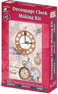 Little Birdie Diy Decoupage Clock Making Kit 1Box | Diy Art & Craft Kit For Wall Decoration | Mdf Hanging Clock Making Kit For Living Room, Office, Home, Hall | Learning & Creative Gift ,Multicolor