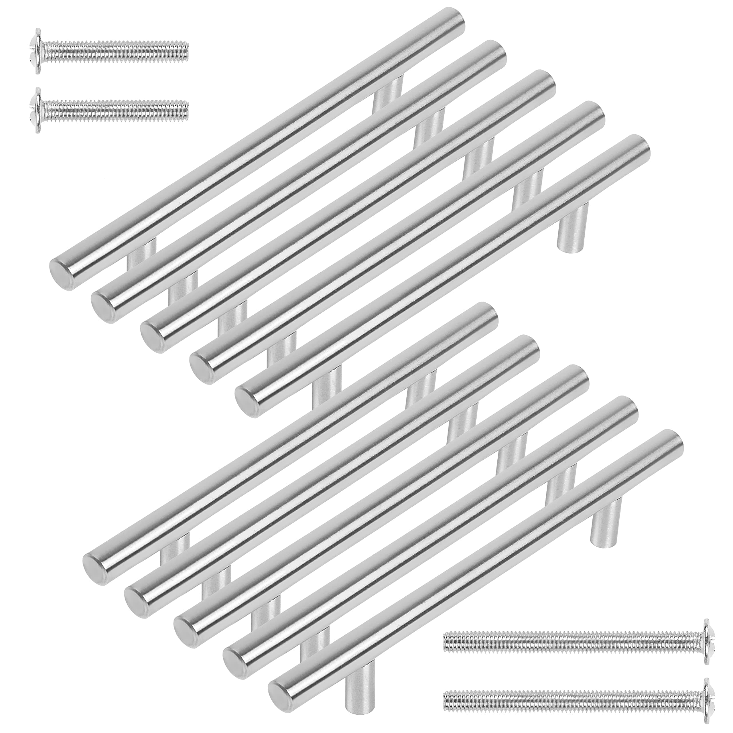 SAMNATE Premium 10 Pack with 4 Screws - 128mm Stylish Kitchen & Wardrobe Door Handles - Perfect for Home Furniture - Durable Handles Set