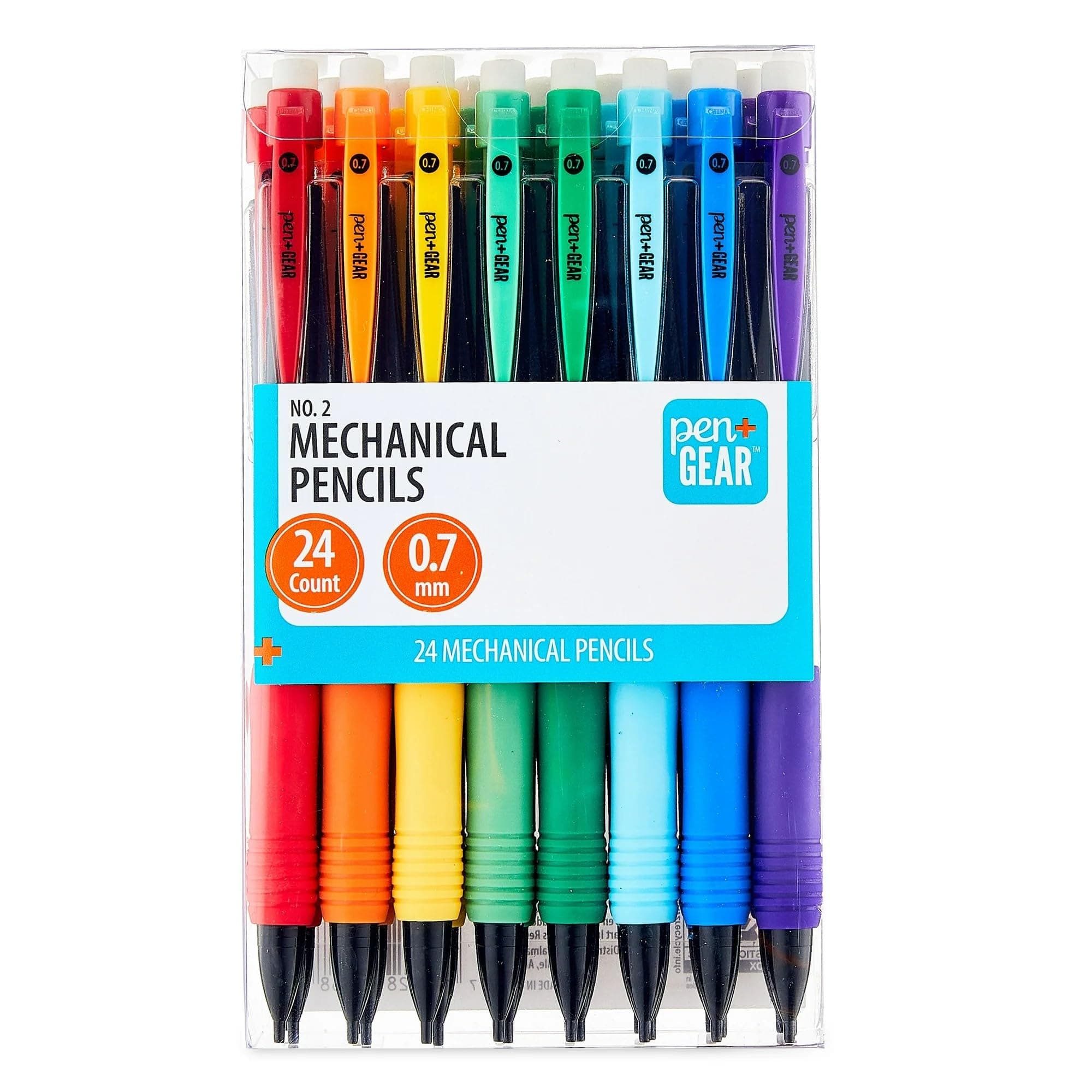 No. 2 Mechanical Pencils (Bright Multicolored, 3 Leads in Each) 24 count
