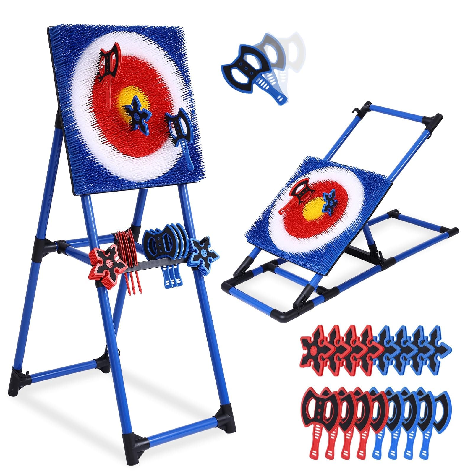 Sidske Axe Throwing Game for Backyard - 8 Throwing Axes Set - Deluxe Foldable Plastic Axe Throwing Target Game for Adults Kids, Outdoor Games Carnival Games