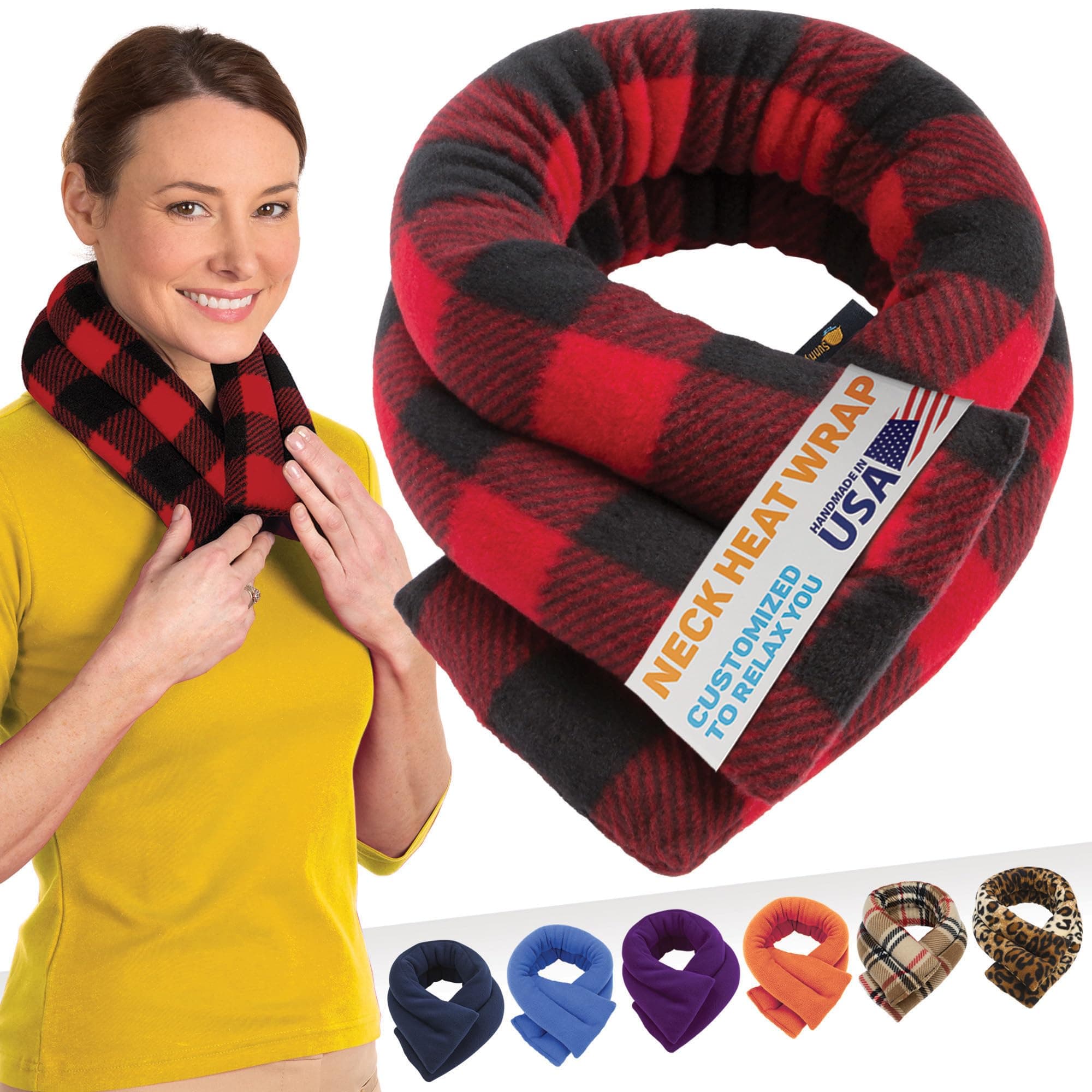 SunnyBay Microwave Heating Pad for Neck and Shoulders, Versatile Bean Bag Moist Heating Pad, Microwavable Neck Wrap and Cool Pack for Deep Pain Relief, Weighted Hot or Cold Therapy (Buffalo)