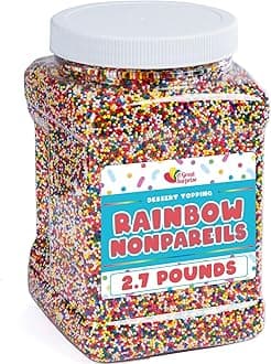 Easter Rainbow Nonpareils Sprinkles - 2.7 Pounds - Big Bulk - Bulk Ice Cream Sprinkles - Rainbow Toppings for Cake Decorating, Cookies, Cupcakes