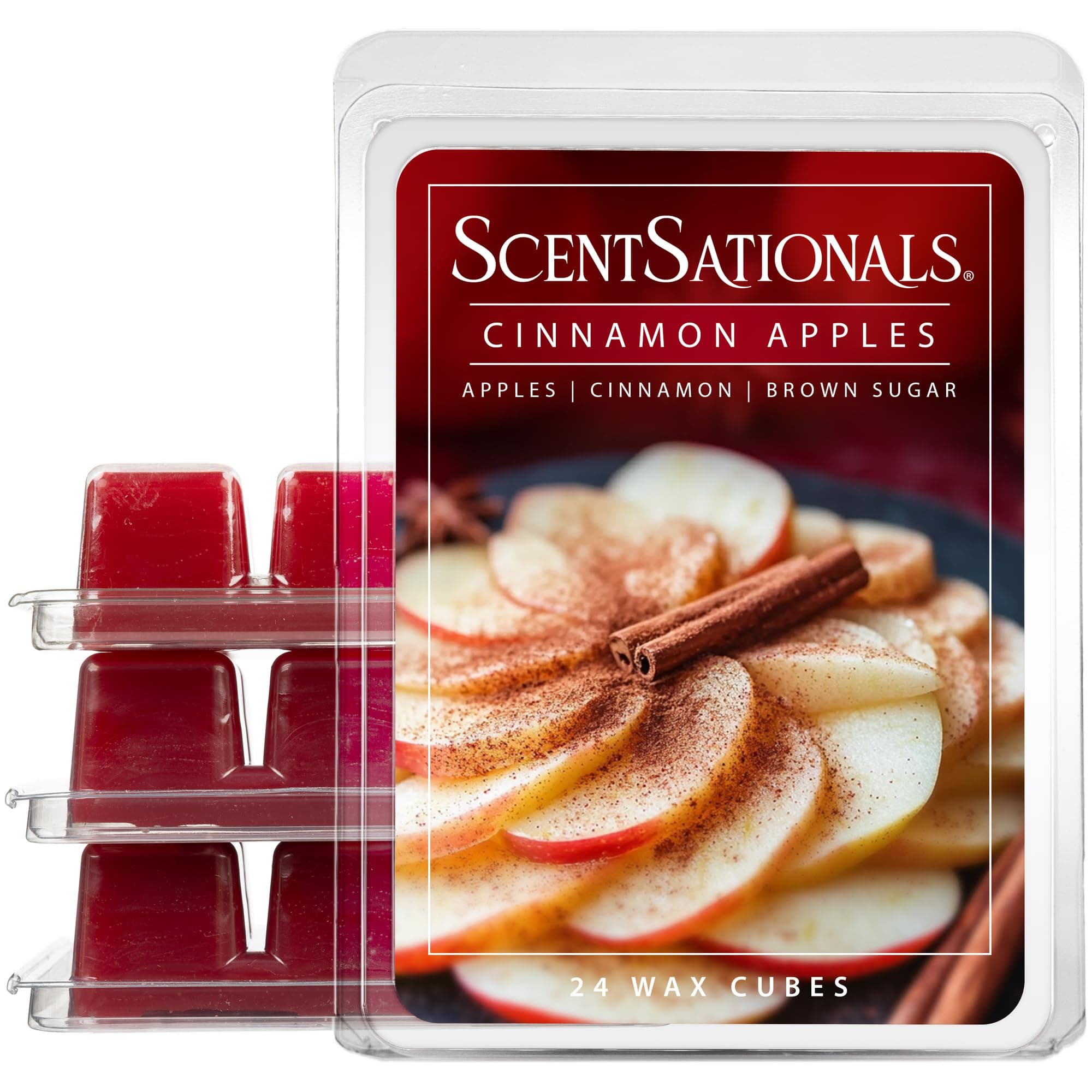 Wax Melts Strong Scent - Cinnamon Apples - Long Lasting Scented Melts for Warmers, 10oz (24-Cubes)