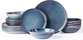 AmorArc Ceramic Dinnerware Sets,Handmade Reactive Glaze Stoneware Plates and Bowls Sets,Highly Scratch Resistant | Dishwasher & Microwave Safe Dishes Set,Service for 6 (18pc)