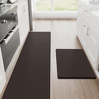 StepRite Kitchen Mats, 2PCS Kitchen Rugs, Cushioned Anti Fatigue Kitchen Mats for Floor, Non-Slip Standing Desk Mat, Waterproof Kitchen Rug Set for Kitchen, Floor, Office,17.3"x30"+17.3"x70",ChocolateOEKO-TEX STANDARD 100