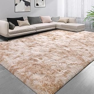 Rugs Living Room Large 160x230 cm - Tie-Dye Beige Area Rugs for Bedroom Anti Slip - Modern Super Soft Plush Carpets for Lounge – Fluffy Shaggy Bedside Large Rug for Living Room
