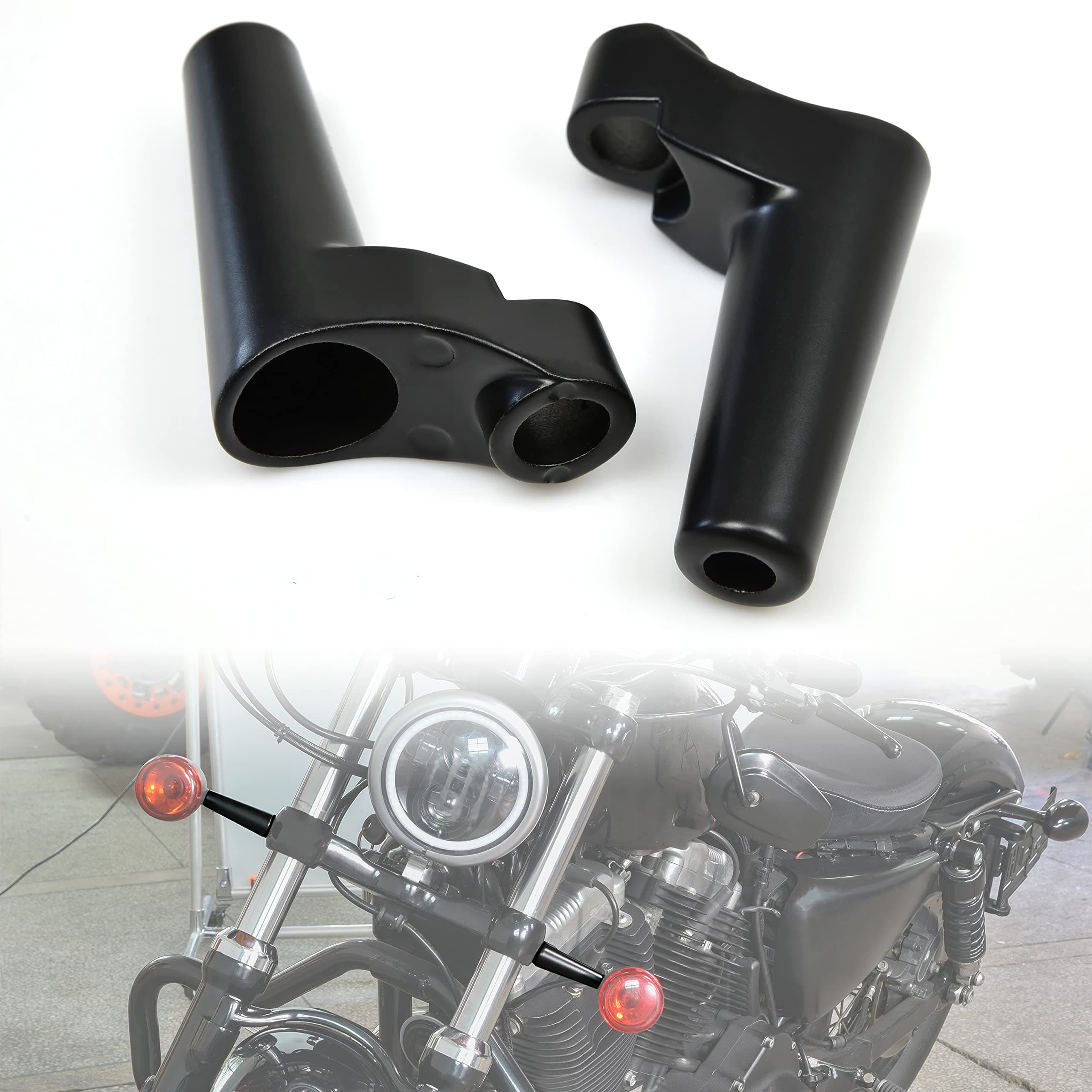 Front Turn Signal Mounts Relocation Kit for Harley Sportsters, Black Motorcycle Turn Signal Indicator Relocation for Harley Sportsters Dyna FXR Accessories (2PCS)
