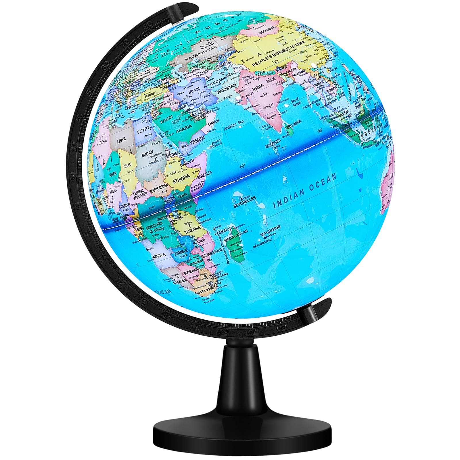 Amylove 13'' Illuminated World Globe for Adults 720°/360° Rotation Rewritable Light Up Globe with Stand World Map for Interactive Learning Light with Base Lamp LED Decor(Lightweight,Classic)