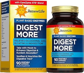 Adult Digestive Enzyme - DigestMore Plant-Based Foods Enzyme Formula for Men & Women - 90 Vegetarian Capsules (Package May Vary)