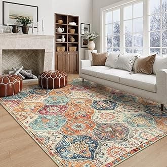 Lahome Moroccan Rug, 12.7 x 20.3cm, Ultra-Thin, Washable, Soft, Large, Non-Slip, Lint-Free Oriental Rug for Living Room, Bedroom, Dining Room, Office