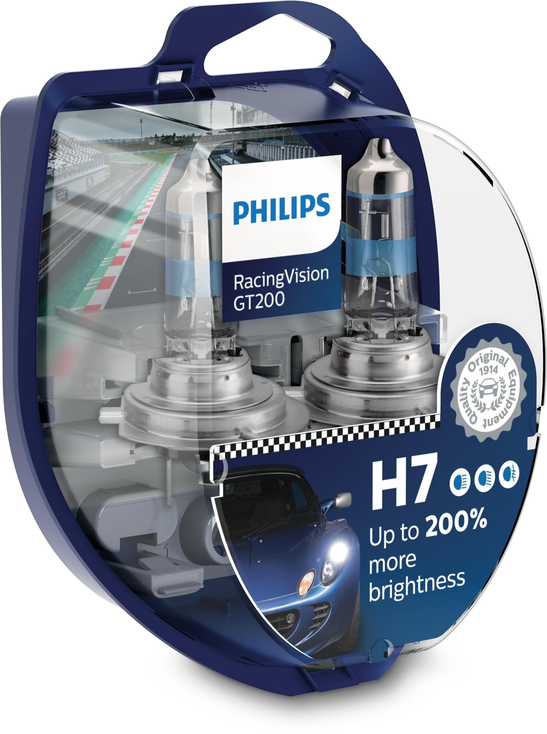 Philips RacingVision GT200 H7 Headlight Bulb + 200% Set